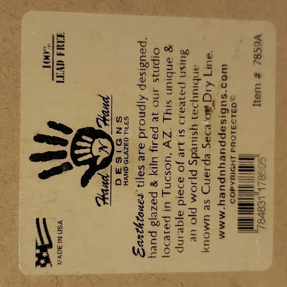 EARTHTONES lead free hand glazed decorative tile 6" x 6" - Picture 5 of 5